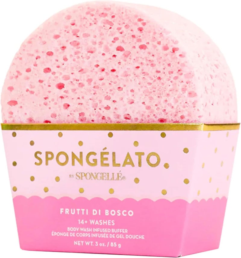 SPONGELLÉ Spongelato Loofah Exfoliating Body Scrubber by Spongelle | Infused with Body Wash | Bath & Shower Loofah for Women | 14+ uses | Frutti di Bosco (Mixed Berries) Gelato Inspired - Image 1